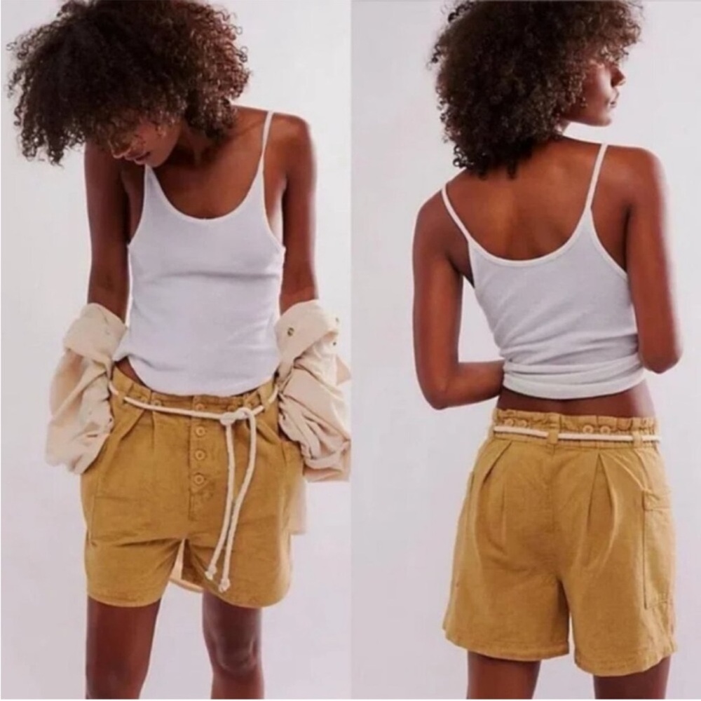 Free People Coney Beach Shorts Mustard Yellow Small